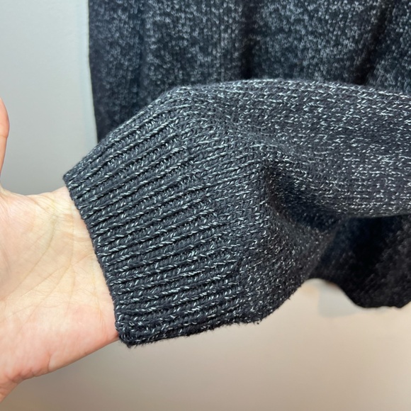 Chaps Fair Isle Henley Sweater Marled Gray  Pullover 1/4 Button Mock Neck  Large - Picture 6 of 13